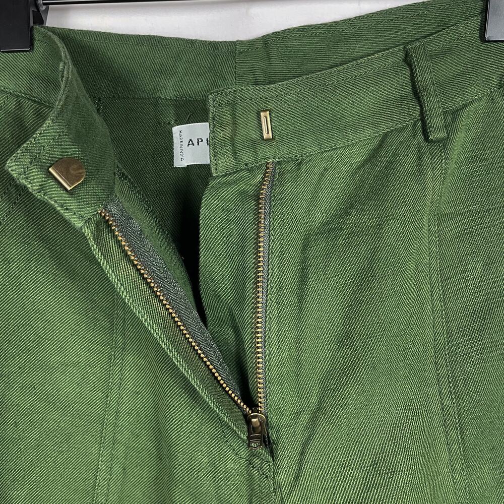 Apiece Apart Palma Chill Pant Bottle Green Linen High Rise‎ Straight Leg Sz 0 - Picture 9 of 15